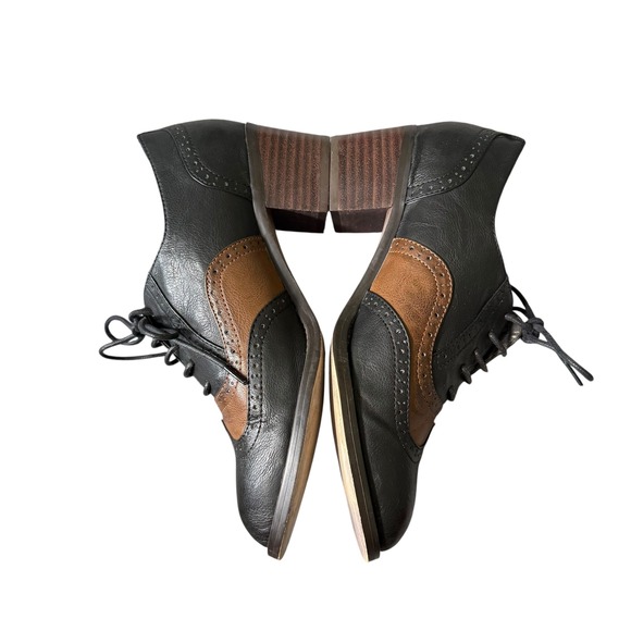 Jeffrey Campbell Vintage Williams Black/Brown Wingtip Oxford Heels Size 8.5 - Picture 5 of 11